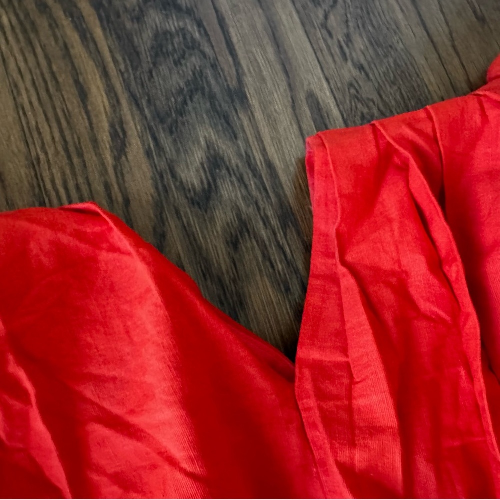 NWT Lulu's Cotton Sunny Persuasion Red Linen Cutout One-Shoulder Midi Dress XL - Picture 11 of 16